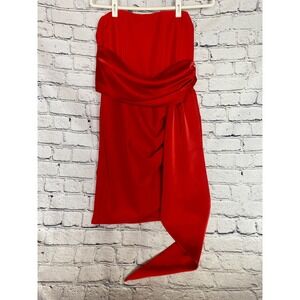 Luxxel Large Evening Formal Dress Red Summer Christmas Wedding Draped Smocked